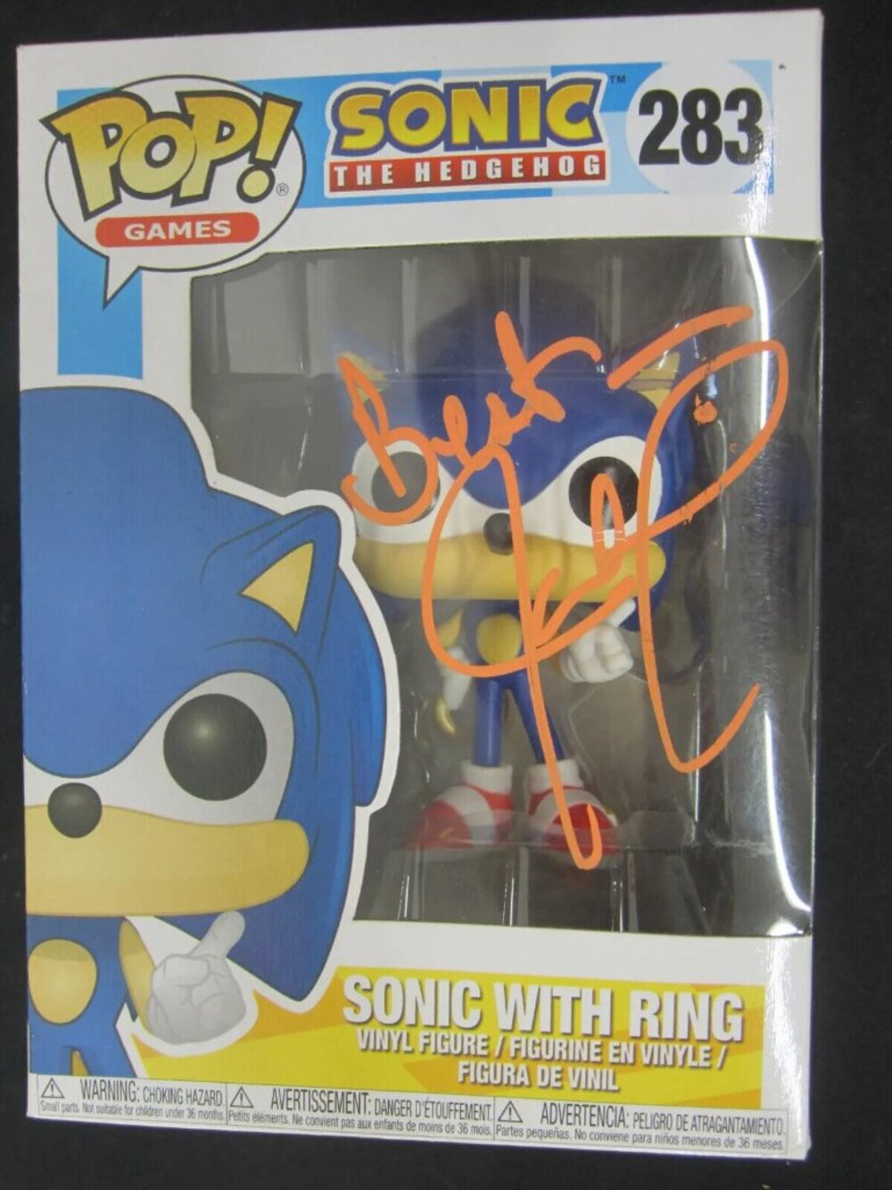 Jaleel White signed Funko Pop! Vinyl: Sonic the Hedgehog - Sonic w/Ring #283 COA